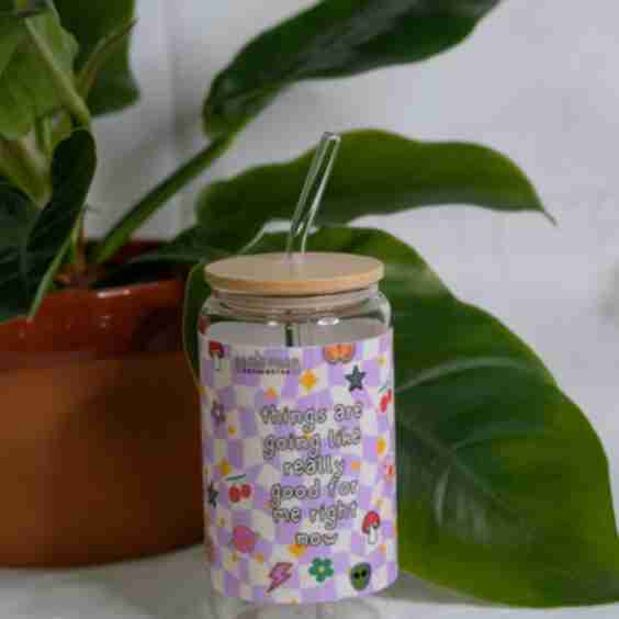 Things Tumbler Glass w/ Straw