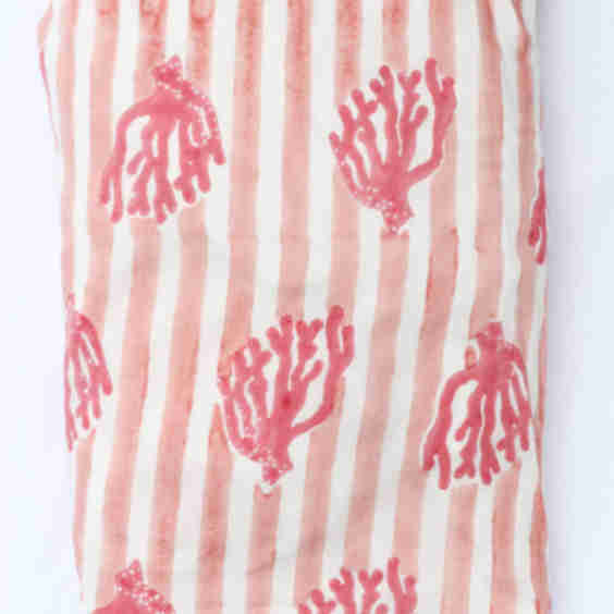 Coral Stripe Organic Crib Fitted Sheet