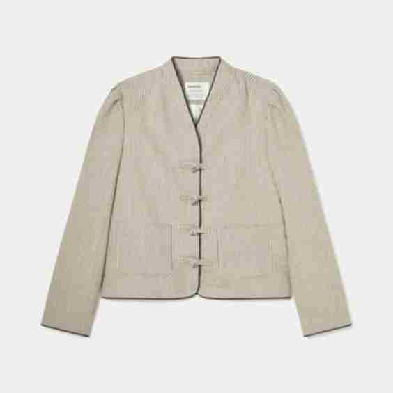 Striped Mandarin Collar Jacket