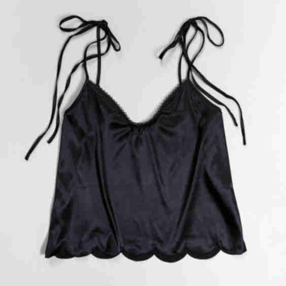 Scalloped Embroidered Satin Cami Top