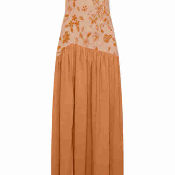 Chiffon Sequin Embroidered Off Shoulder Maxi Dress