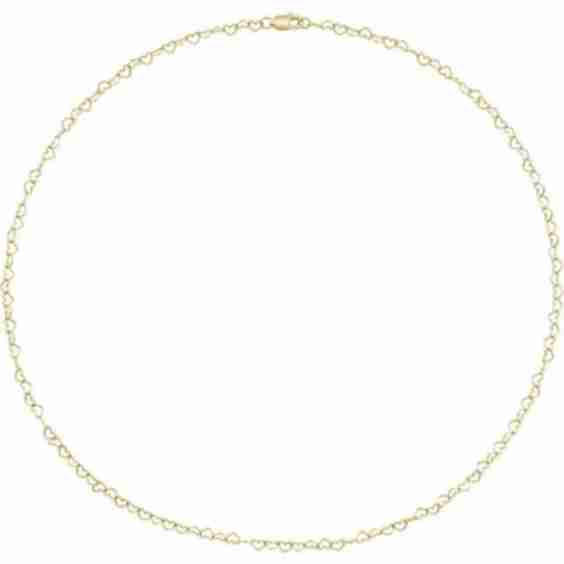 14K Yellow Gold 3.2 mm Heart Cable 7" Chain