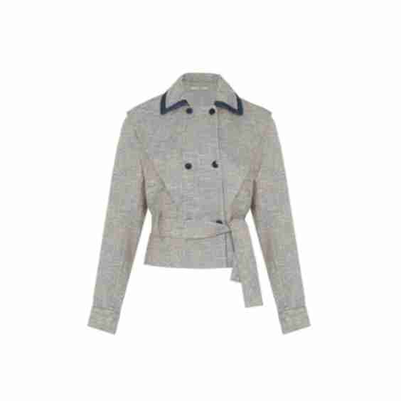 Asymmetrical Shoulder Detail Tied Jacket