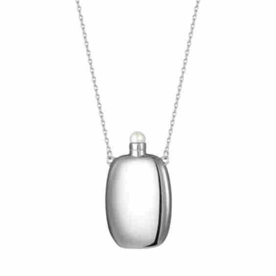 Pendant Silver Flask With Pearl