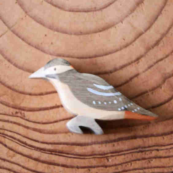 Wooden Spotted Woodpecker Figurine
