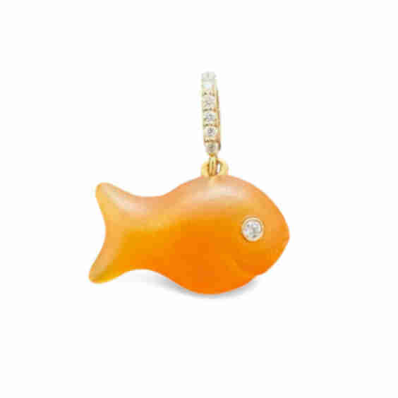 Carnelian Goldfish Cracker Pendant