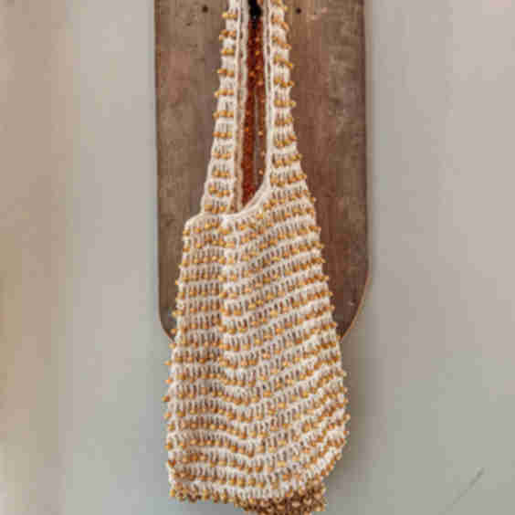 Cotton Wooden Bead Crochet Bag