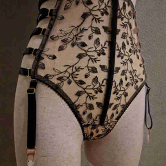 High Waist Corset Style Undies With Garter Straps