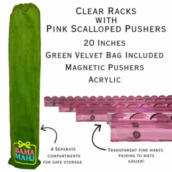 Clear Racks Pink Scalloped Pushers with Velvet Bag
