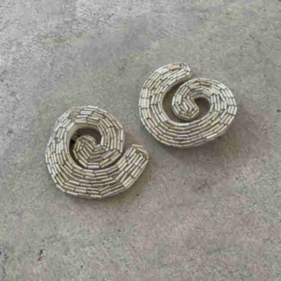 Chancay Embroidered Spiral Earring