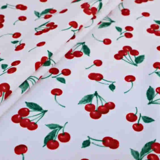 Cherry Leaves Printed Poly Spandex