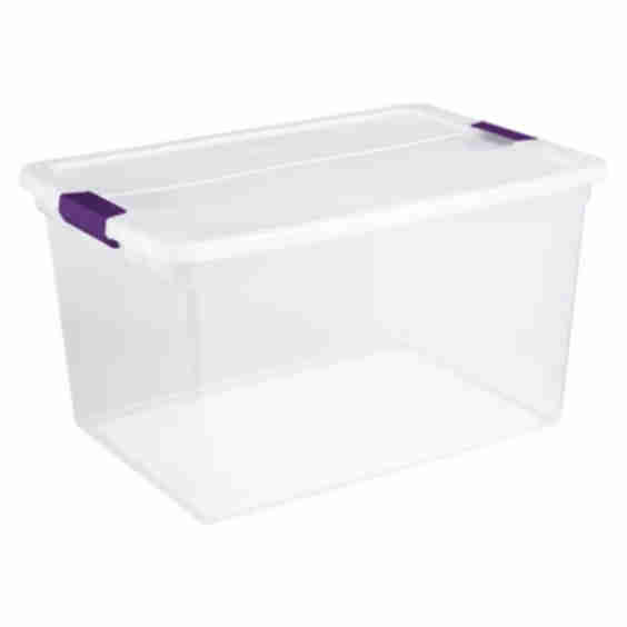 66qt ClearView Latch Box Clear with Purple Latches