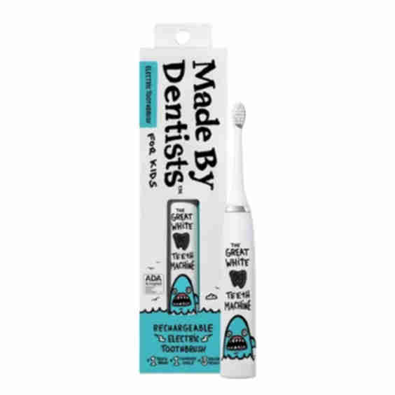 Kids Rechargeable Electric Toothbrush With 2 Replacement Toothbrush Heads And Charger Shark
