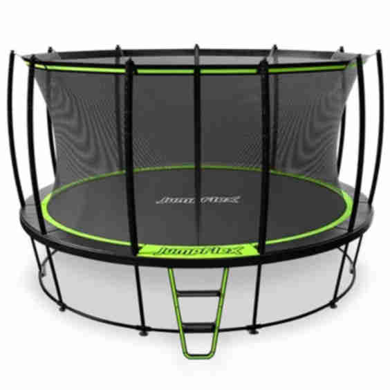 Hero 550 Pound Capacity 15 Foot Round Outdoor Backyard Trampoline Playset For Kids With Net Safety Enclosure And Ladder Multicolor