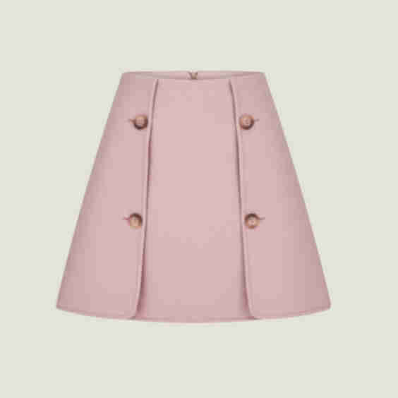 Wool Mini Skirt with Buttons