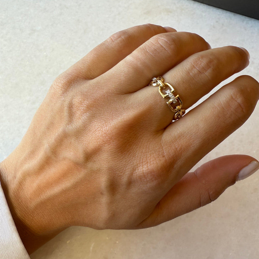 Gold & Diamond Headwear Link Ring