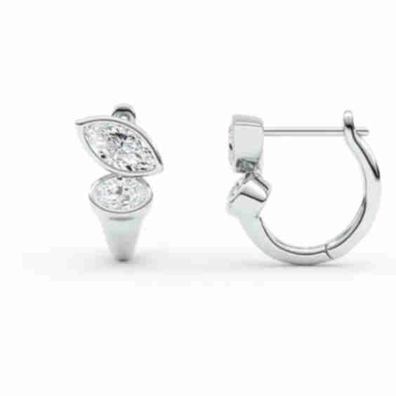 Bezel Two-Stone Hoop Earrings