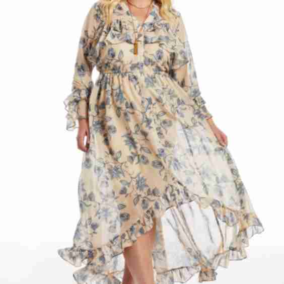 Ruffle Detail Maxi Shirt Dress