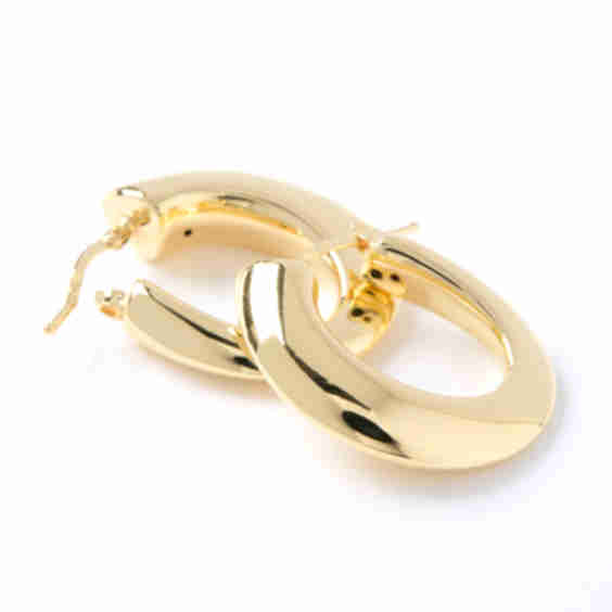 Graduated Oval Hoop Earrings, 14K Gold