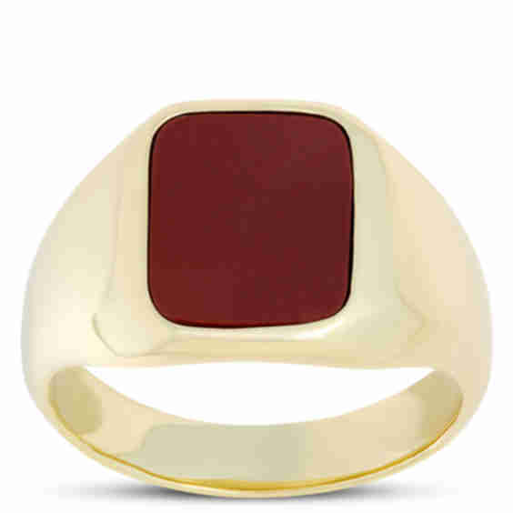 Cushion Jasper Ring, 14K Gold