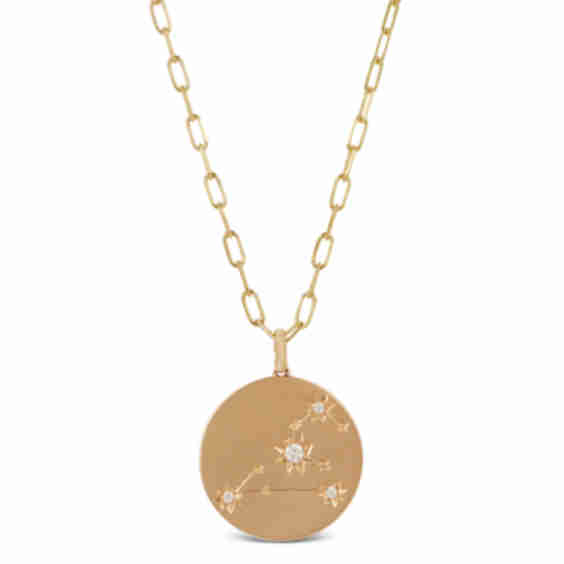 Ikuma Canadian Diamond Leo Zodiac Necklace, 14K Yellow Gold