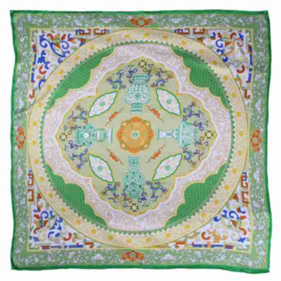 Persian Print Ladies Scarf in Green And Cream