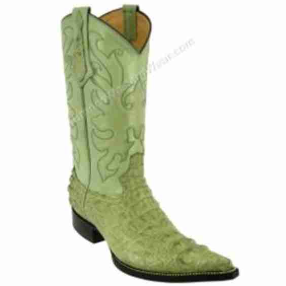 Verde Nopal Hornback Nile Crocodile Pointed Toe Boots