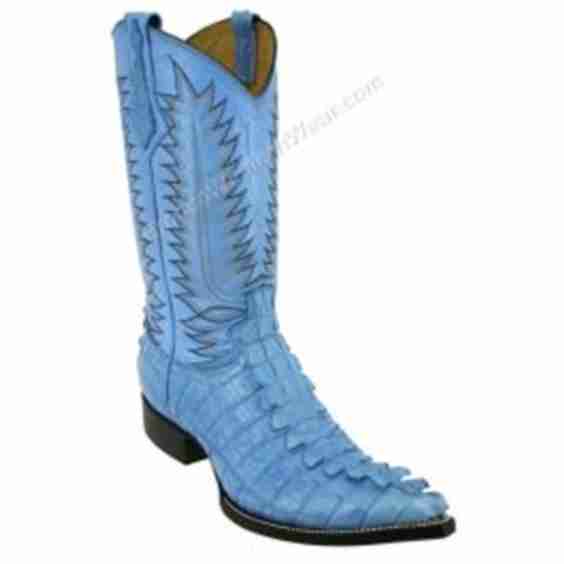  Blue Jean Nile Crocodile Tail Pointed Toe Boots