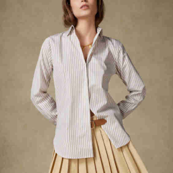 Sand-Striped Poplin Albane Shirt
