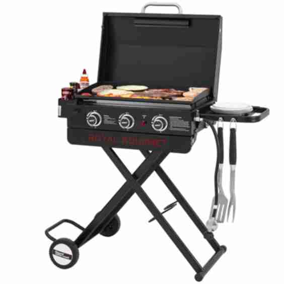 3-Burner Portable Gas Griddle with Collapsible Stand