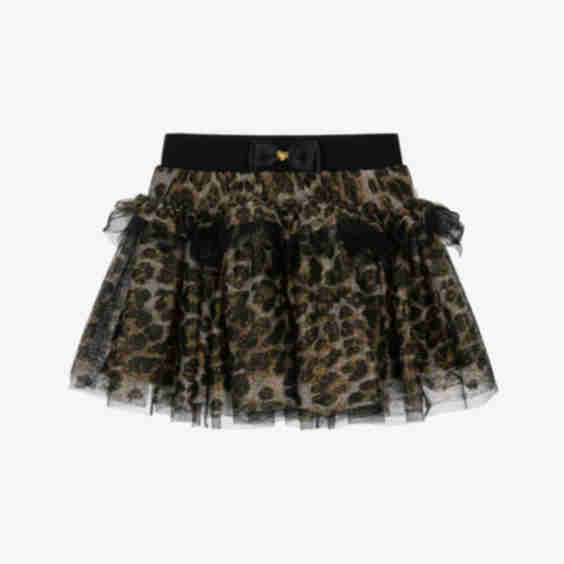 Girls Beige, Black & Gold Glitter Tulle Skirt