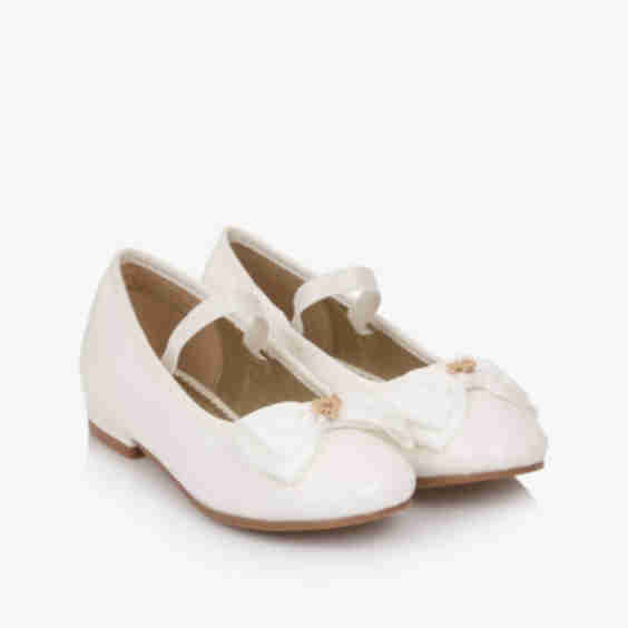 Pearlescent White Faux Leather Ballerinas