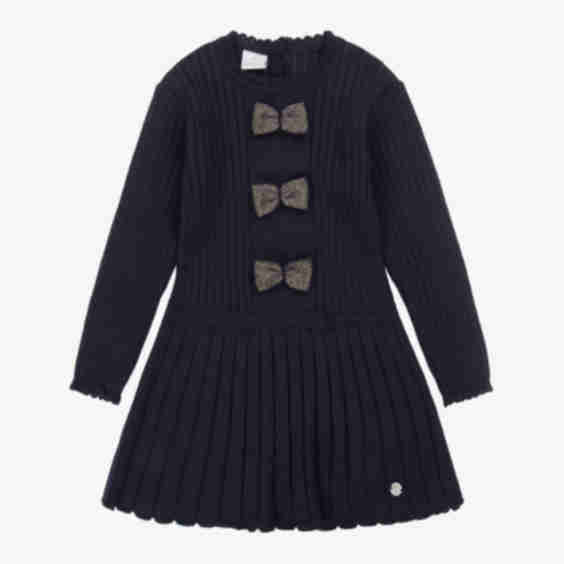 Girls Knitted Dress With Bows