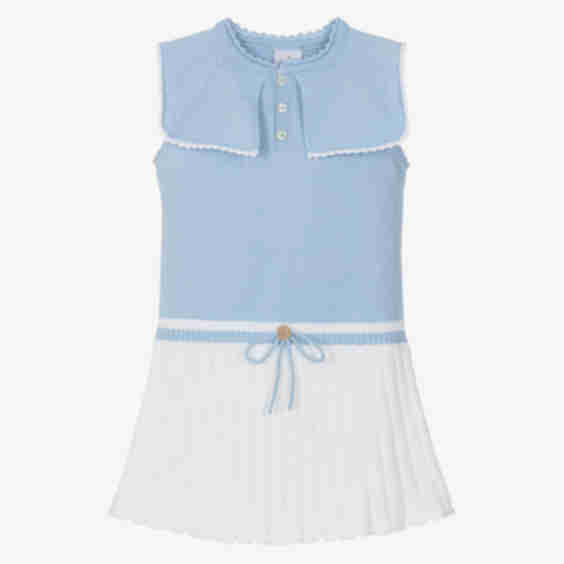 Girls Knit Dress With Sailor Style Collar
