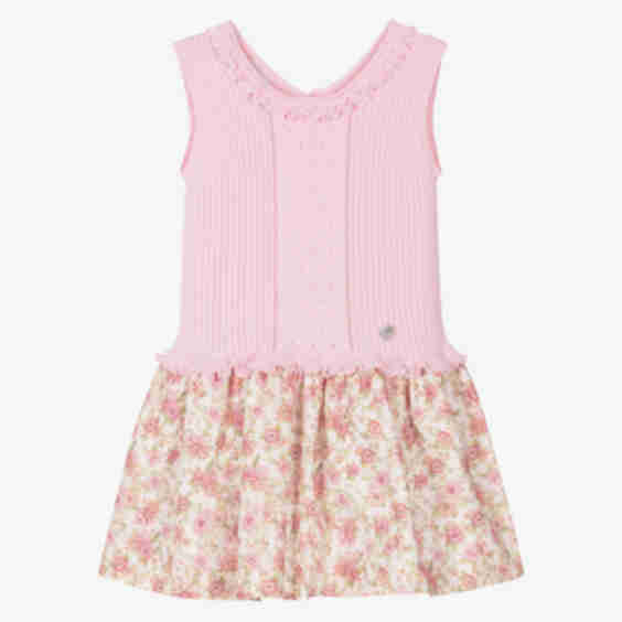 Girls Knit Floral Print Dress