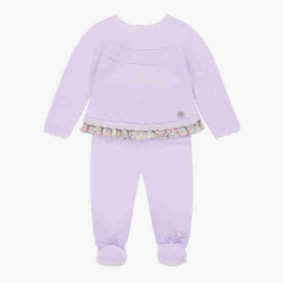 Lilac Purple Cotton Knit 2 Piece Babygrow