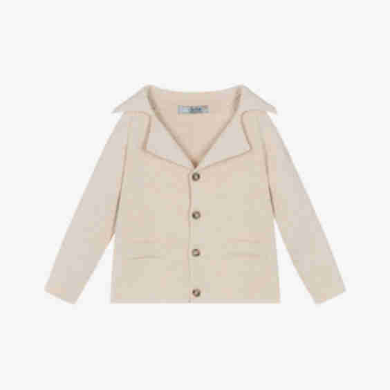 Cotton Knit Collared Cardigan
