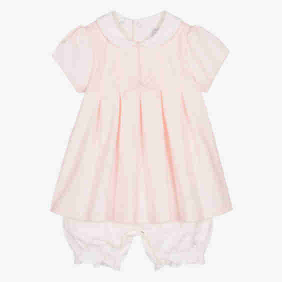 Baby Girls Cotton Jersey Shortie with Embroidered Bow