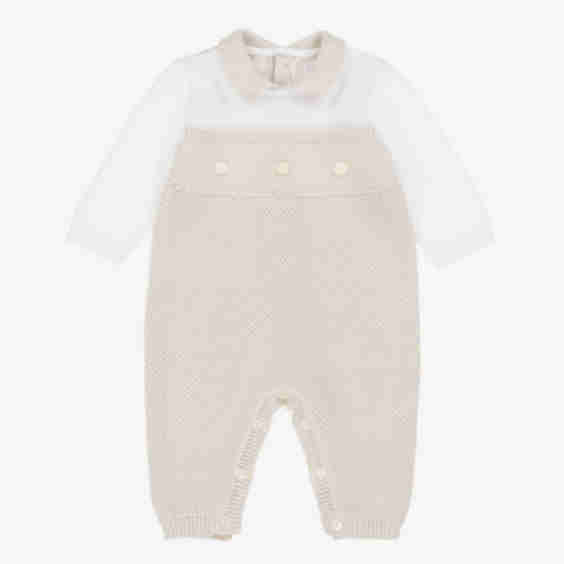 Cotton Knit Collared Romper