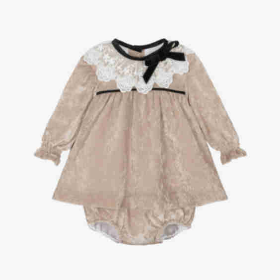 Velour Mesh Dress with Lace & Velvet Collar