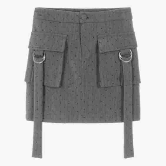 Girls Grey Diamante Stud Utility Skirt