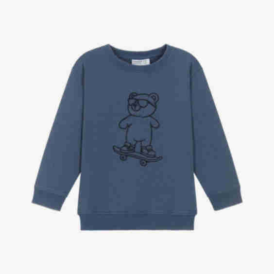  Cotton Sweatshirt With Skateboarding Bear