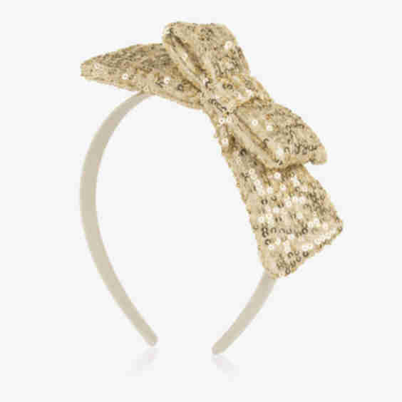 Girls Gold Sequin Bow Hairband
