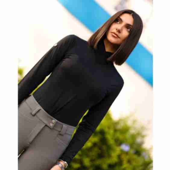 Ladies Kai Perforated V Mock Neck 