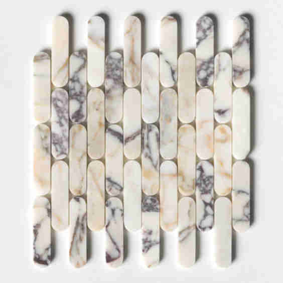 Calacatta Picasso Honed Pill Marble Mosaics 12 X 12