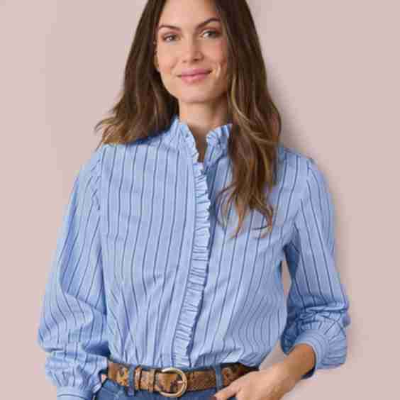 Stripe Frill Trim Blouse
