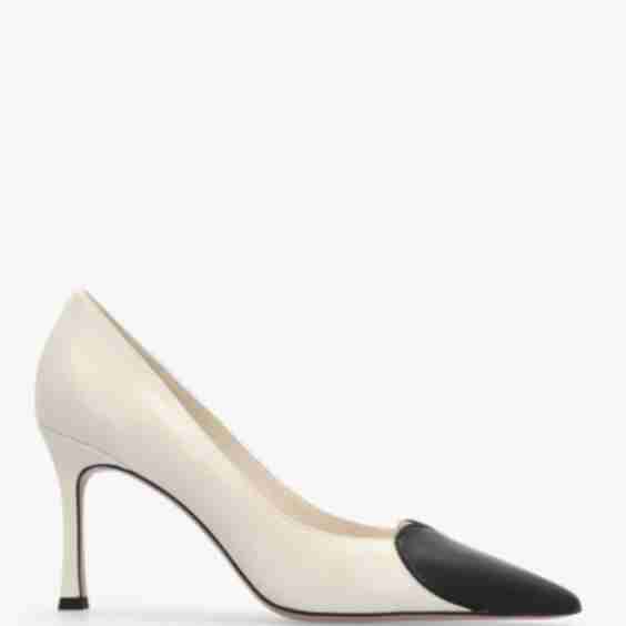 Leather Heart Toe Cap Court Shoes