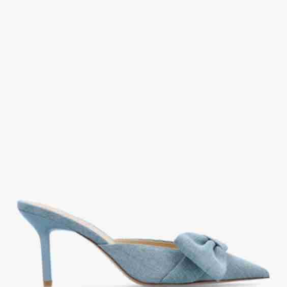 Erose Denim Bow Heel Mules