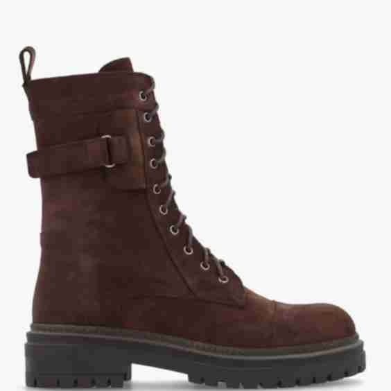 Idris Brown Suede Ankle Strap Biker Boots