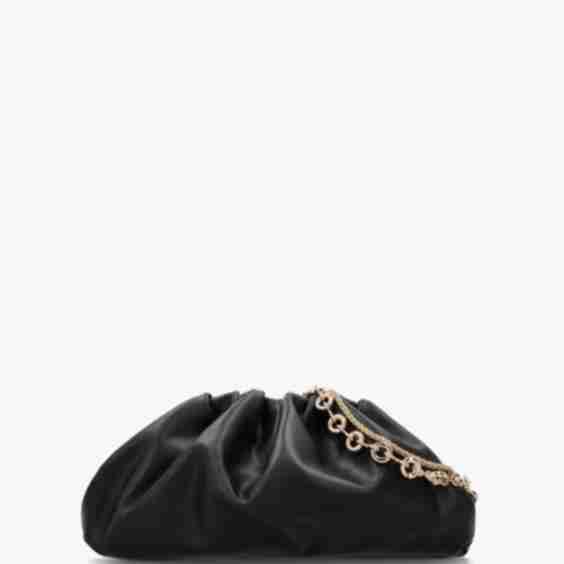 Inrouche Leather Ruched Clutch Bag